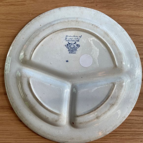 Antique John Steventon England Transferware Asian Design Divider Plate - 1900's - Picture 4 of 4